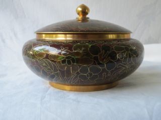 Antique Chinese Cloisonne Enamel Brass Rare Color Ginger Jar Bowl Box Nr photo