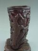 Old Chiense 100% Ox Horn Carved Pine Tree And Man Jiao Cup Carving Other photo 4
