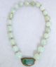 Antique Or Vintage Chinese Green Jadeite & Jade Bead Necklace (16 