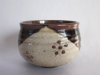 Japanese Vintage Black Oribe Ware Tea Bowl W/sign; Kuro - Oribe/ 374 photo