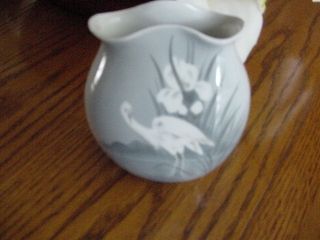 Vintage Porcelain Vase Of White Egret Heron photo