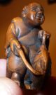 Amazing Netsuke Happy Fisherman With His Catch Expertly Carved C20th Signed Rare Netsuke photo 1
