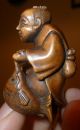 Amazing Netsuke Happy Fisherman With His Catch Expertly Carved C20th Signed Rare Netsuke photo 2