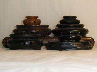 Antique Or Vintage Estate 8 Chinese Or Japanese Wood Display Stands.  Nr photo