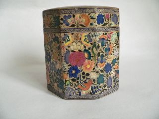 Antique Islamic Indian Wooden Hand Painted Tea Caddy photo