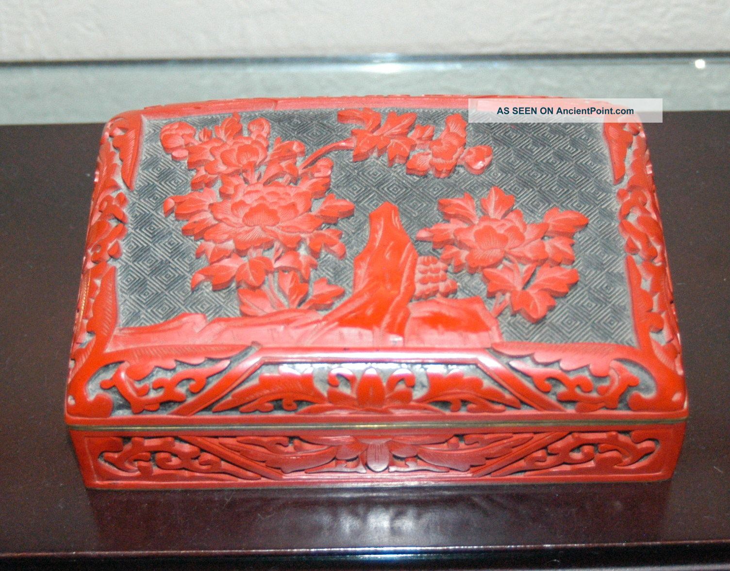 Fine Antique Early 20th Century Chinese Domed Lid Cinnabar Box Boxes photo
