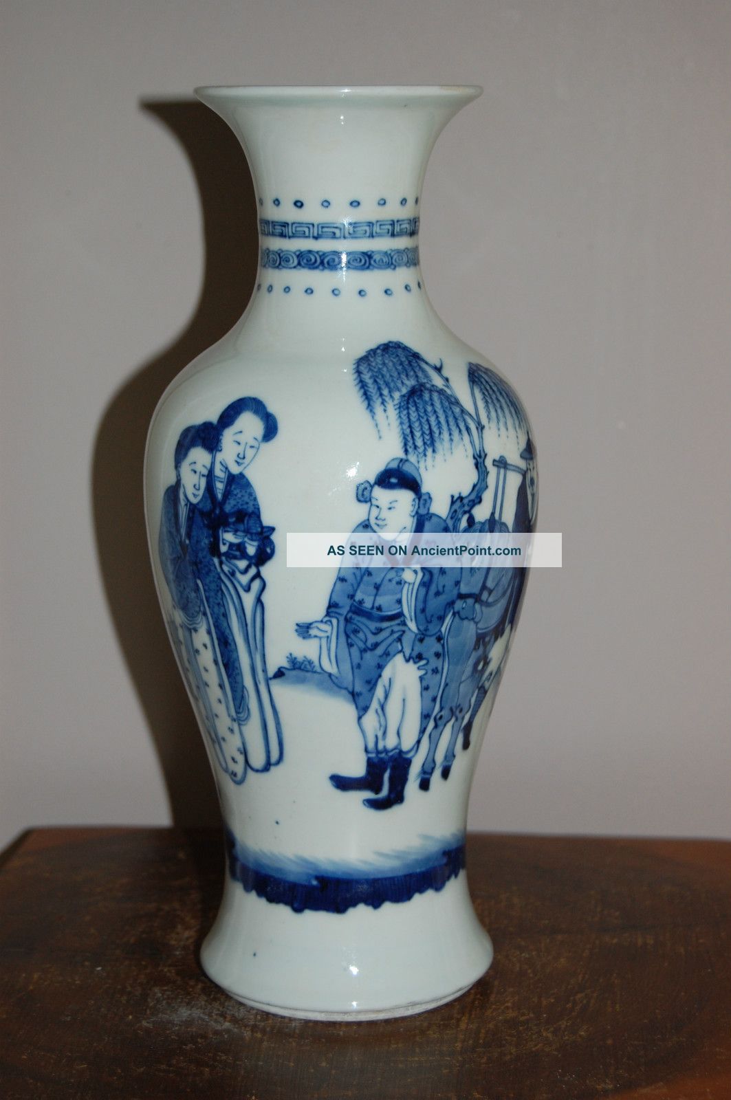 19thc Antique Chinese Porcelain Blue & White Vase Vases photo