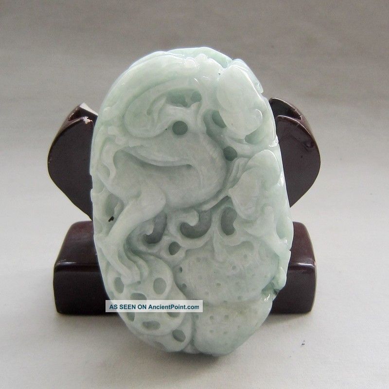 Chinese Carved Chi Dragon Statues (100% Natural Burma Jadeite A Jade) Other photo