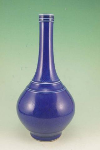 Chinese Monochrome Blue Glaze Porcelain Vase photo