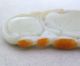 Chinese Carved Yellow,  Tan & White Jadeite Jade Peach Shape Pendant (1.  8 