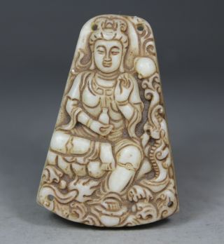 Chinese Old Jade Handwork Carving Kwan - Yin Pendant photo