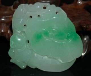 Chinese Natural Jadeite Level A Hand - Carved Statues Pendant Nr photo