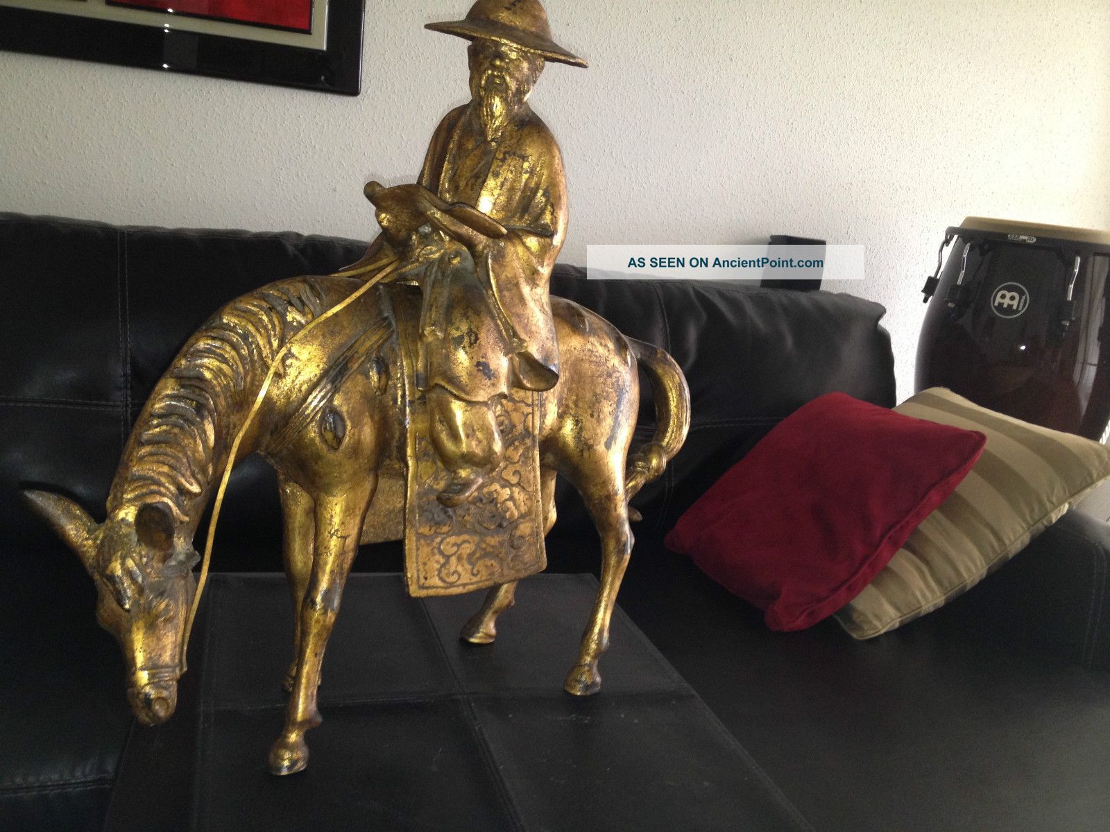 Japanese Brass Statue Of Scholar On Horse Statues photo