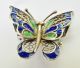 4 Antique Enamel Brooches - With Gorgeous Details - Chinese Sterling Butterflies Necklaces & Pendants photo 9