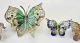4 Antique Enamel Brooches - With Gorgeous Details - Chinese Sterling Butterflies Necklaces & Pendants photo 4