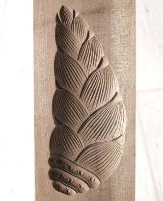 Japanese Antique Kashigata Takenoko Bamboo Shoot W/cover Hand Carved Wooden Mold photo