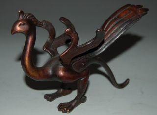 Chinese Copper Archaistic Chilong Suzaku Statue Nr photo