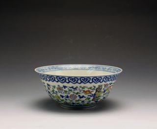 Antique Ming Chenghua Mk Blue And White Doucai Phoenix Dragon Porcelain Bowl photo
