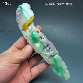 100% Natural Jadeite Jade Hand - Carved Statues - - - Ling Zhi Nr/xb2165 photo