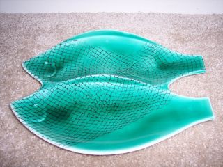 ^japan Porcelain Green Double Fish Platter photo