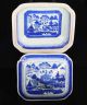 Antique Blue & White Canton China,  Export Porcelain - Damaged: Squ.  Vegetable Dish Boxes photo 1