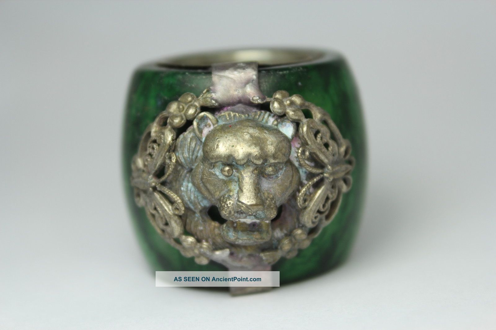 Chinese Handwork Jade Butterfly Lion Old Ring Other photo