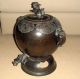 Antique Chinese Asian Bronze Foo Dog Handle Samovar Hot Water Pot Urn Pots photo 6