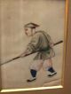 3 Chinese Rice - Paper (pith) Small Studies Of Young Men In Fighting Poses 19thc Paintings & Scrolls photo 2