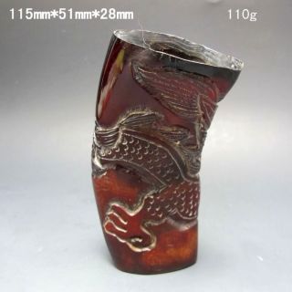 Old Antique 18 - 19th Chinese Ox Horn Hand - Carved Dragon Jiao Cup Nr/bg2015 photo