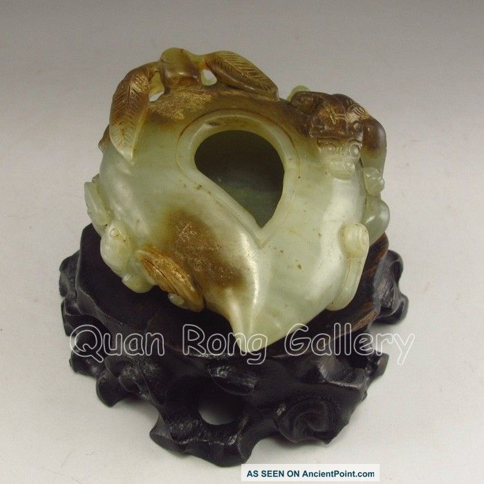 Chinese Hetian Jade Brush Washer W Chilong Dragon Nr Brush Washers photo