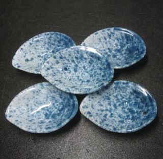 F379: Japanese Kyoto Blue - And - White Porcelain Small Plate Of Abalone Form 5set photo