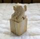 Antique Chinese Carved Ox Bone Foo Dog Figurine Statue Authentic Foo Dogs photo 2