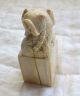 Antique Chinese Carved Ox Bone Foo Dog Figurine Statue Authentic Foo Dogs photo 3