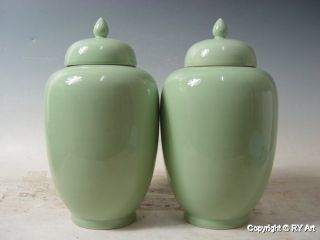 Pair Celadon Porcelain Ginger Jar 14 