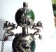 Rare Asian Antique Chinese Green Jade Silver Snuff Bottle With Dragons Boxes photo 3