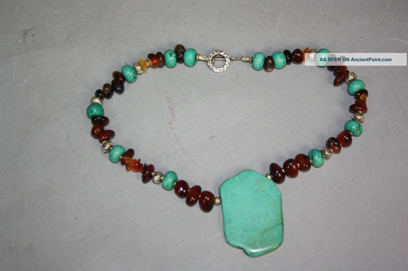 Sterling Silver Enameled With Blue Coral And Agate Necklace Necklaces & Pendants photo