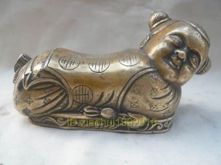 Chinese Brass Carved Child Small Pillow Decorations photo