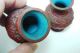 19 Cent Antique Red Cinnabar Lacquer Chinese Carved Pair Vase Cloisonne Vases photo 9
