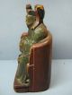 17th - 18thc Chinese Wood Carving Of A Deity - Signed Woodenware photo 4