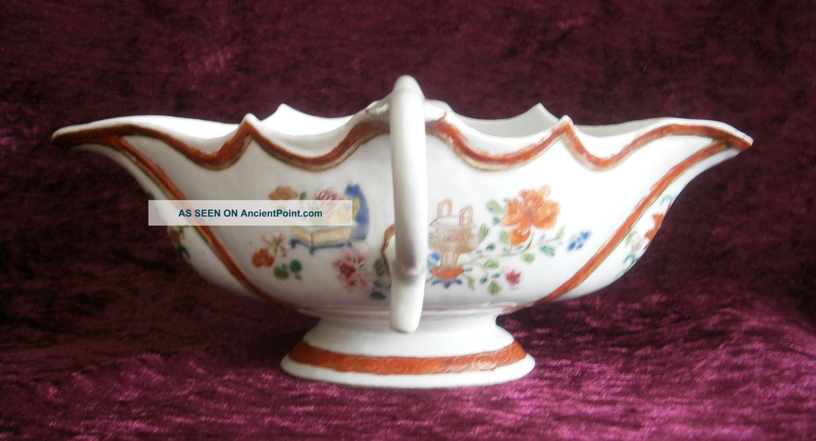 Good Antique Chinese Porcelain Famille Rose Sauce Boat 18th C - Pots photo
