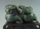 900g Old Chinese Hetian Jade Carved Two Pixiu Carving Other photo 5