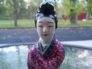 Old Chinese Porcelain Famille Rose Statue Nr photo