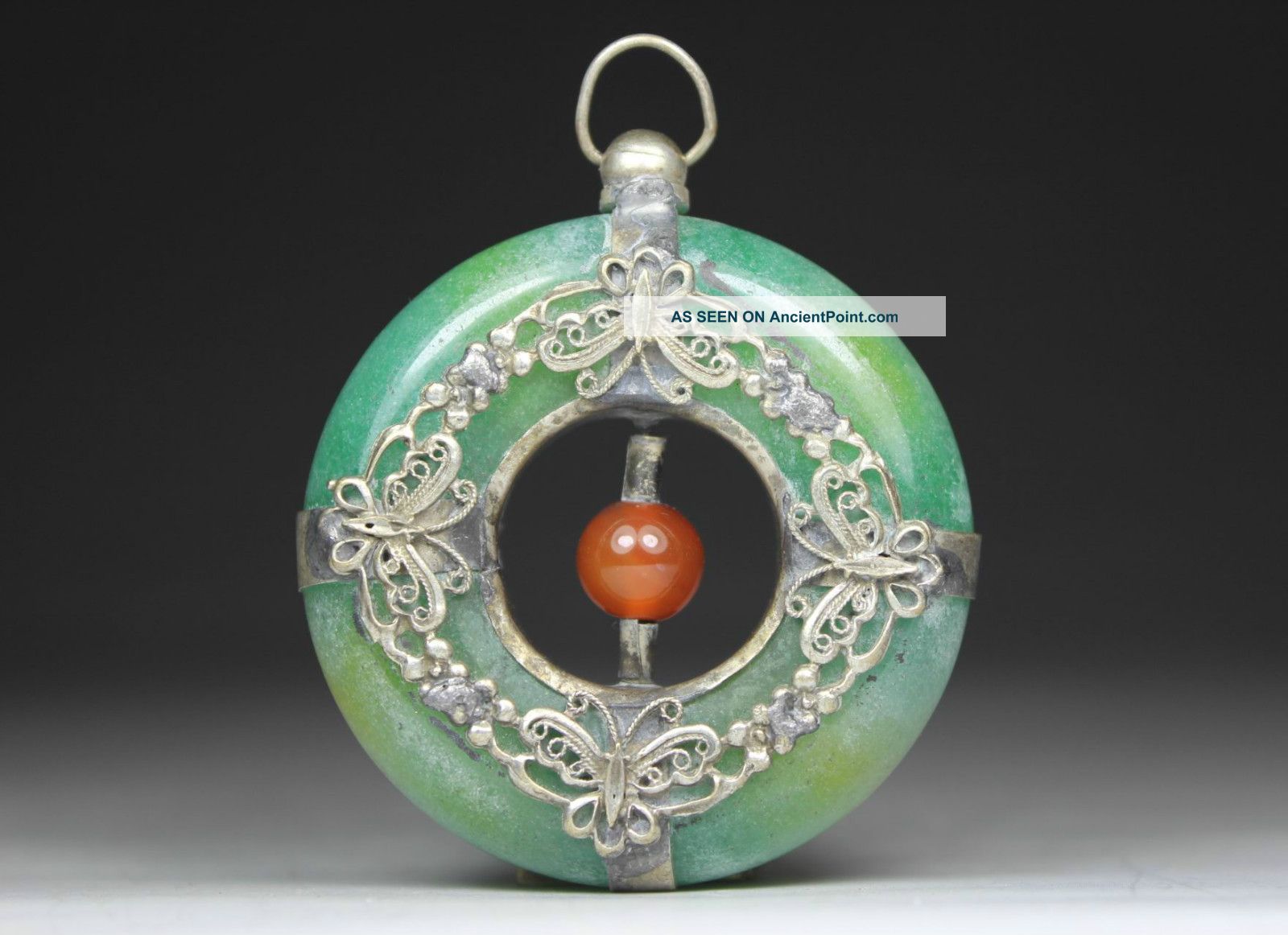 Chinese Old Jade Handwork Armored Butterfly Pendant Necklaces & Pendants photo