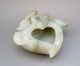 18 - 19th C.  Chinese Hetian Jade Carved Peach Flowers Brush Washer Other photo 4
