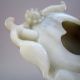 18 - 19th C.  Chinese Hetian Jade Carved Peach Flowers Brush Washer Other photo 7