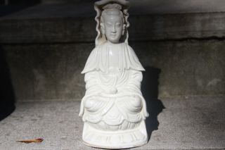 18th/19th Chinese Porcelain Blanc De Chine Guanyin Statue photo
