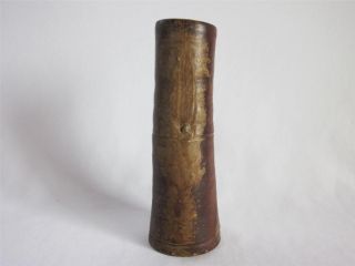 Japanese Vintage Bizen Ware Vase W/sign; Tasteful Bamboo Shape/ Glaze/ 460 photo