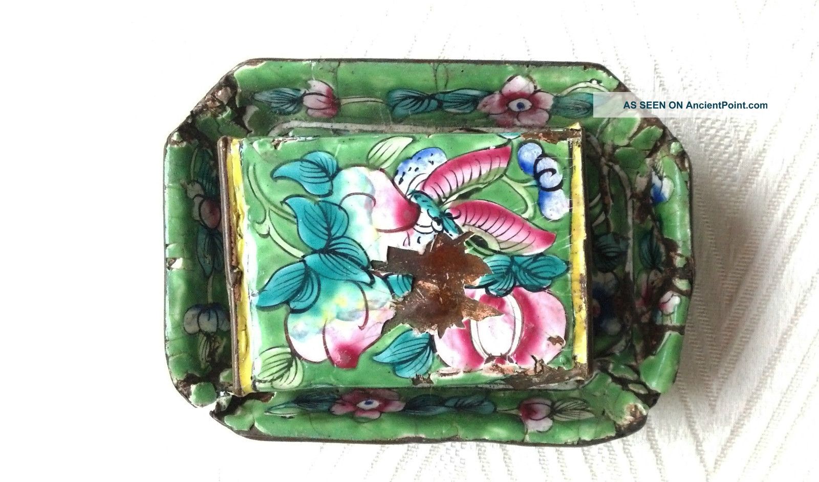 Antique Chinese Cloisonne Match Box Cover With Tray Other photo