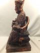Lrg Chinese Wood & Gesso Lacquered Figure Of A Dignitary Sat On A Throne 19thc Woodenware photo 6