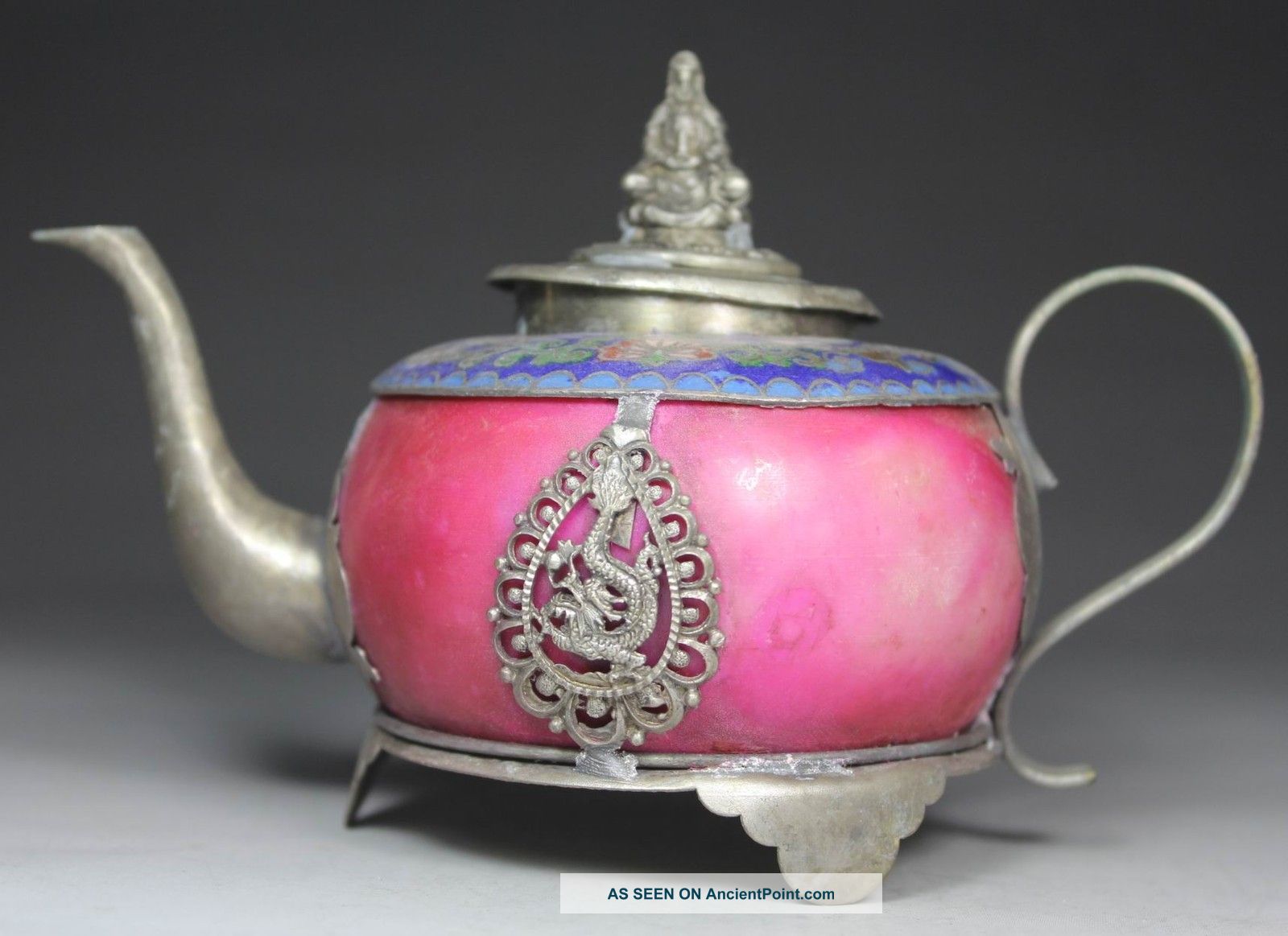 Chinese Handwork Porcelain Dragon Flower Old Tea Pot Pots photo